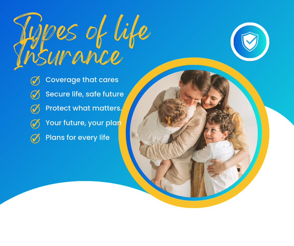 Different types of life insurance policies including term life, whole life, and universal life coverage