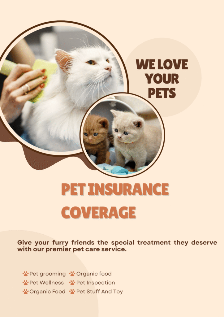 Pet insurance plan covering veterinary costs for pets, including accidents, illness, and wellness care for dogs and cats.