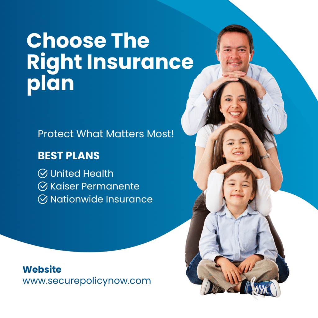 Family choosing health insurance plan options