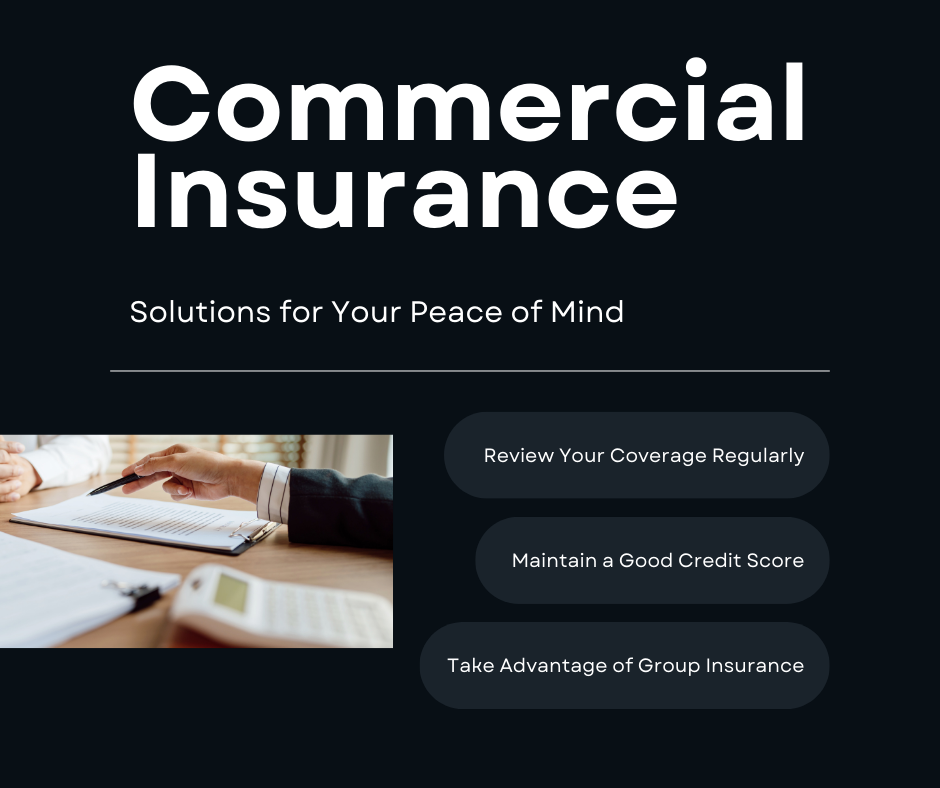 Business team reviewing documents and insurance plans for commercial insurance protection.