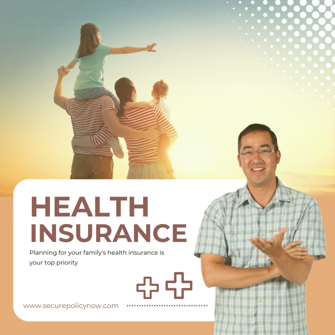 Family reviewing health insurance policy documents